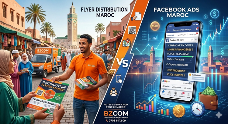 Comparatif coût lead Flyer vs Publicité Facebook au Maroc par BZCOM